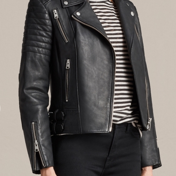 All Saints Papin Leather Jacket - Picture 4 of 7